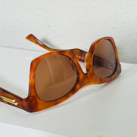 NEW Bottega Veneta Tortoiseshell Square Thick Sunglasses Havana Brown Square Cat - Picture 16 of 16